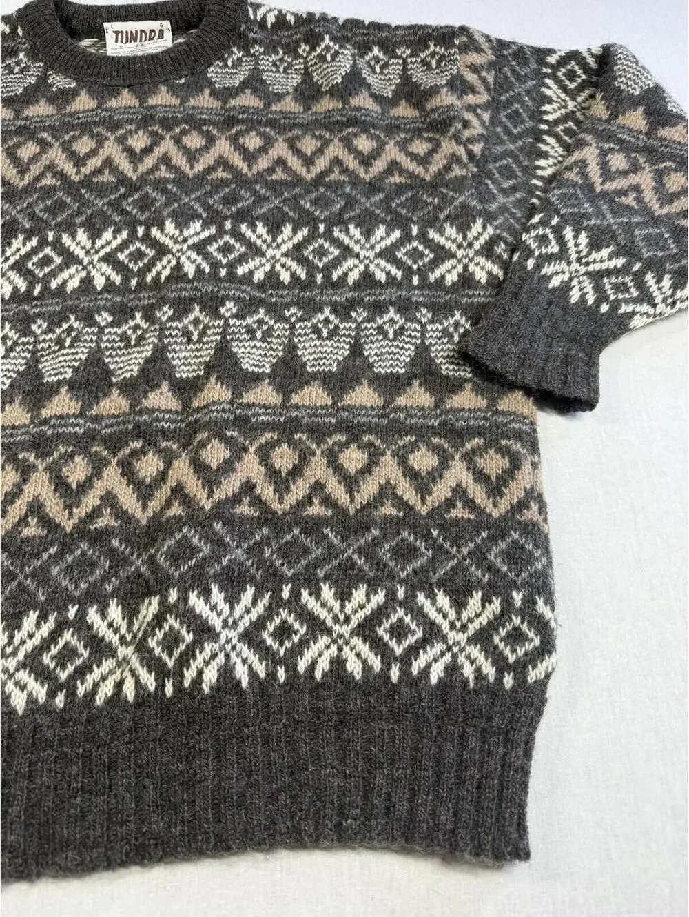 Vintage 90s Tundra Sweater Sz L Gray Coogi Style‎ Virgin Wool Grandpa Grunge